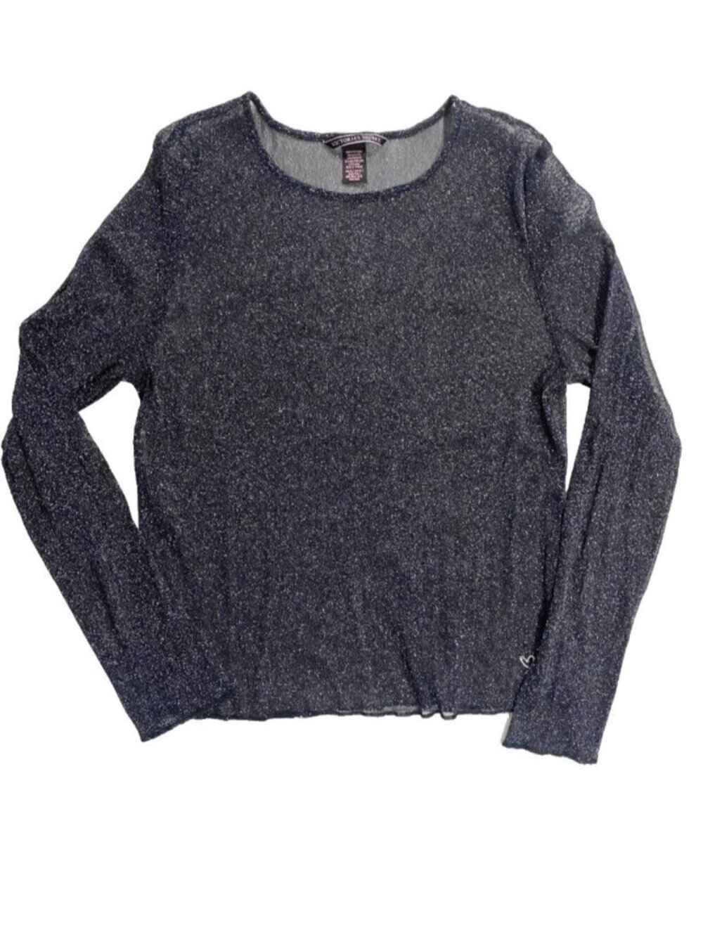 🛍️ 2/$20 ENTIRE SHOP - VICTORIA'S SECRET Y2K Silver Sparkle Mesh Long Sleeve